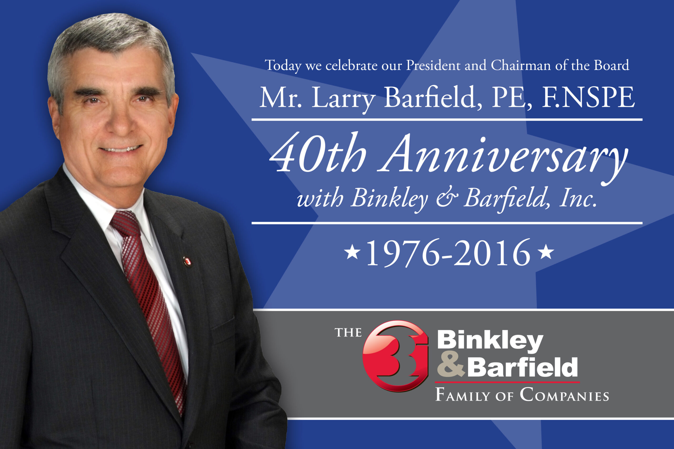 Larry Barfield, PE, F.NSPE Celebrates 40 Years