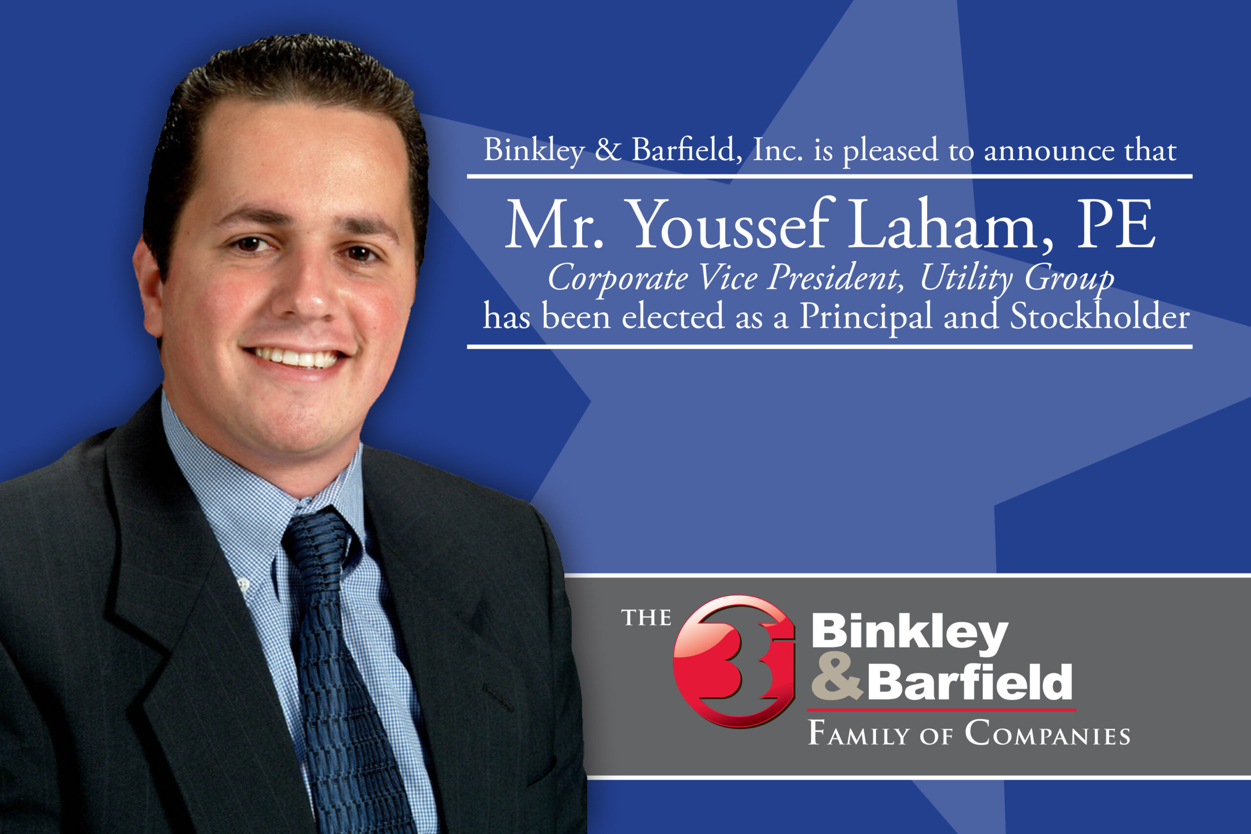 Youssef Laham, PE Elected Principal and Stockholder