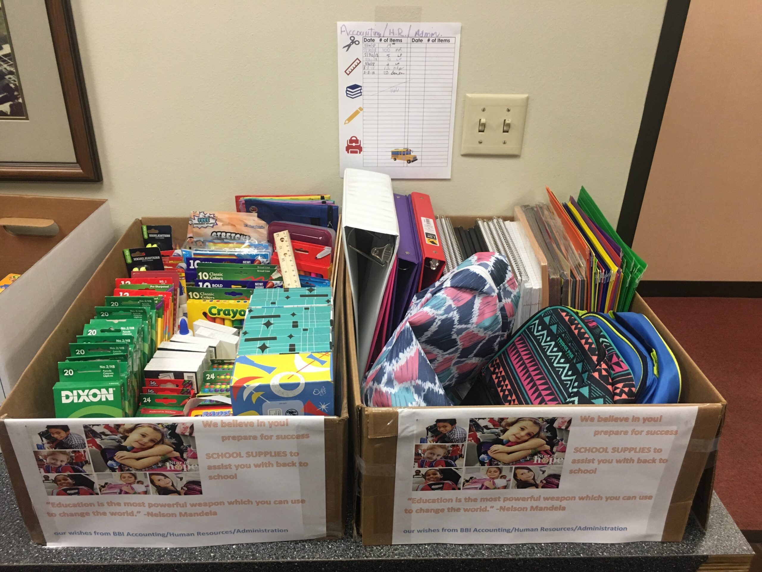 BBI’s Back to School Supply Drive Benefitting the Star of Hope was a Great Success!